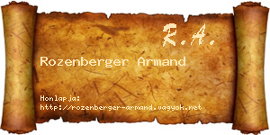 Rozenberger Armand névjegykártya